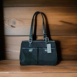 New Charter Club Weekender Shoulder Bag Tailored Tote Work Travel WaterSafe BLK